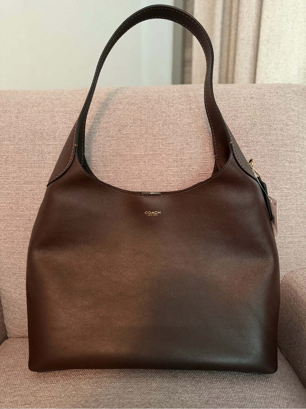Coach Dark Brown Leather Shoulder Tote - Picture 1 of 9